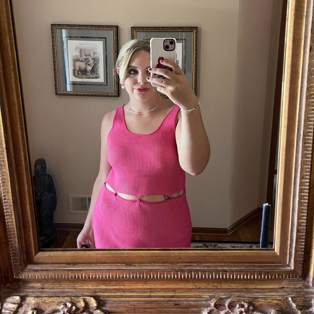 Emory Park Women's Pink Knit Dress w Buttons